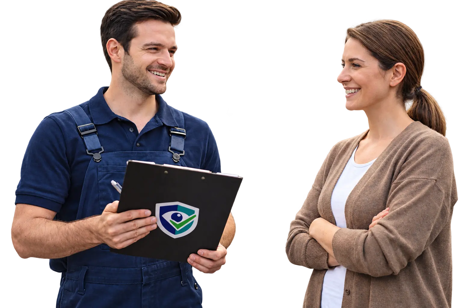 Illustrative tradie and homeowner